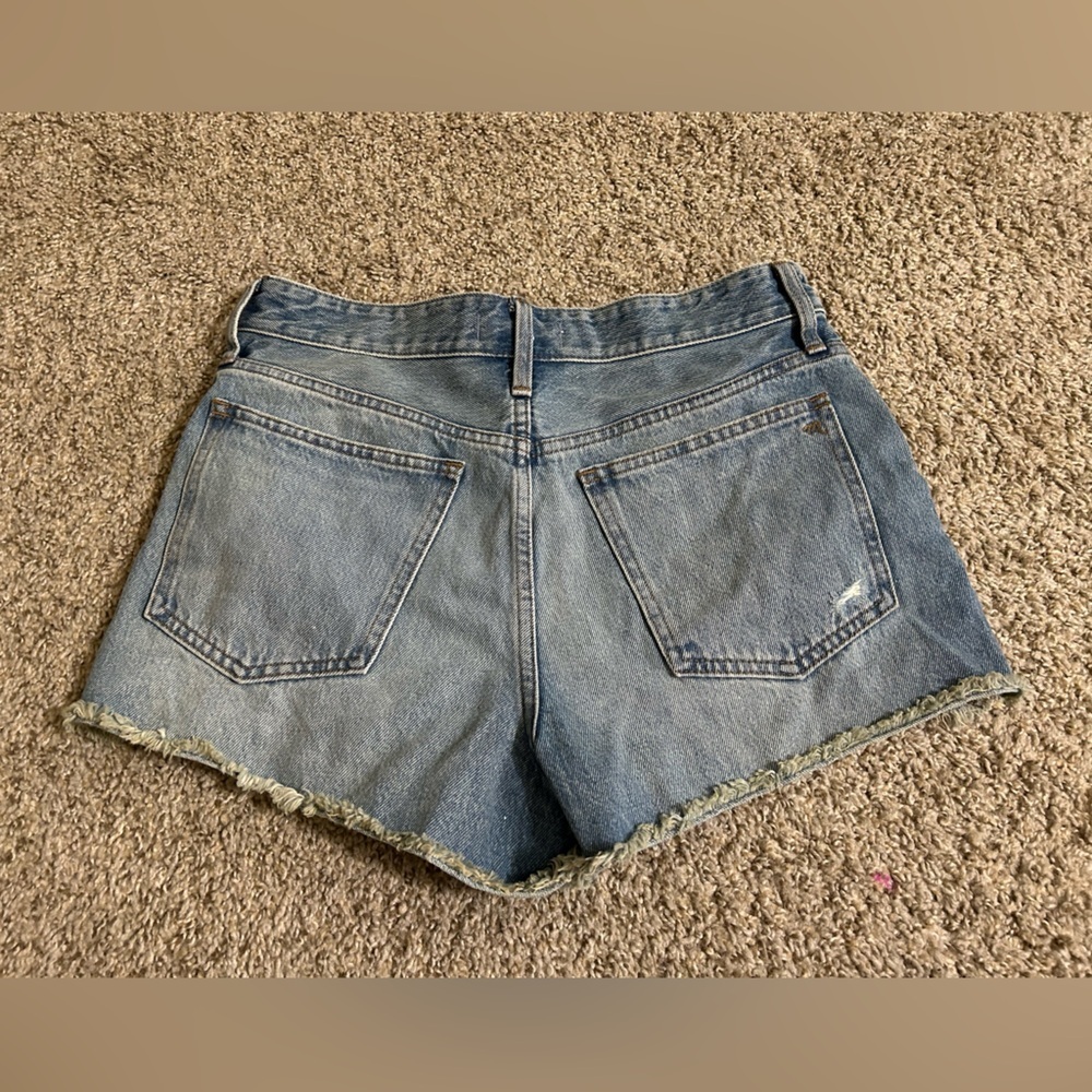 Madewell High Rise Relaxed Denim Shorts Cotton Distressed Cut Off Raw Hem Sz 27 - Picture 8 of 10